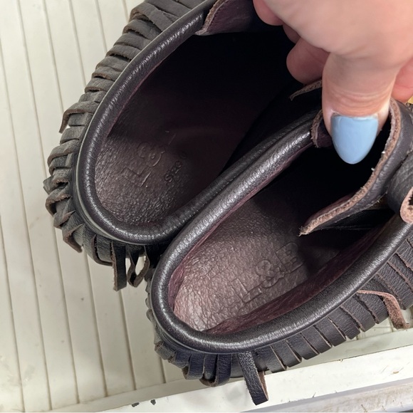 L&B Lucky & Blessed Slip On Moccisan Leather Fringe with Leopard cowhide Size 6 - Picture 7 of 7